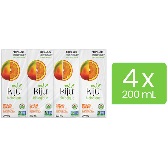 Kiju Boîtes de jus de fruits mangue et orange biologique 4x200.0 ml, 0,60 $/100ml