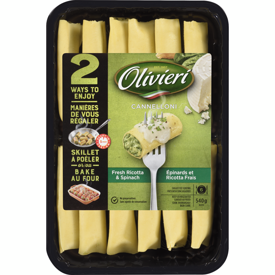 Olivieri Cannellonis épinards et fromage  540 g, 1,48 $/100g