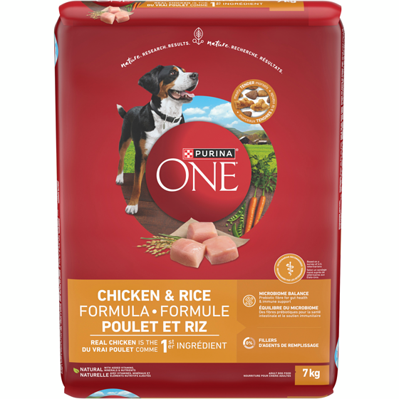 Purina ONE Formule Poulet et Riz, Nourriture Sèche pour Chiens 7 kg 7 kg, 0,49 $/100g