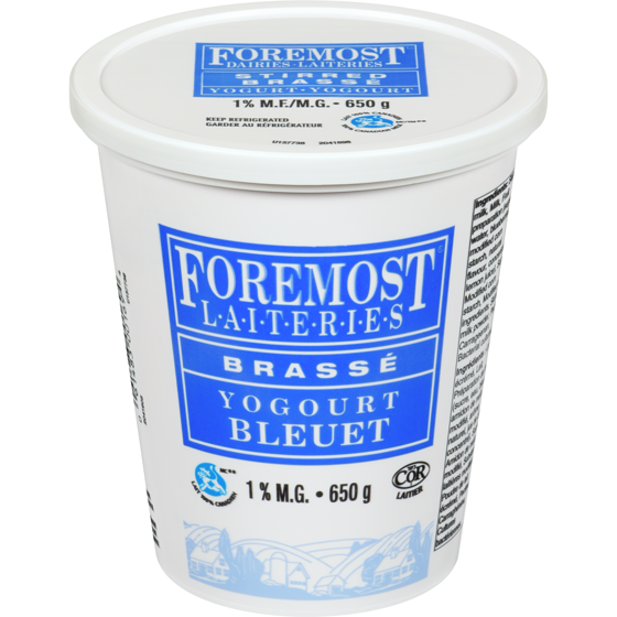 Foremost Yogourt brassé 1 % M.G., bleuet 650 g, 0,54 $/100g
