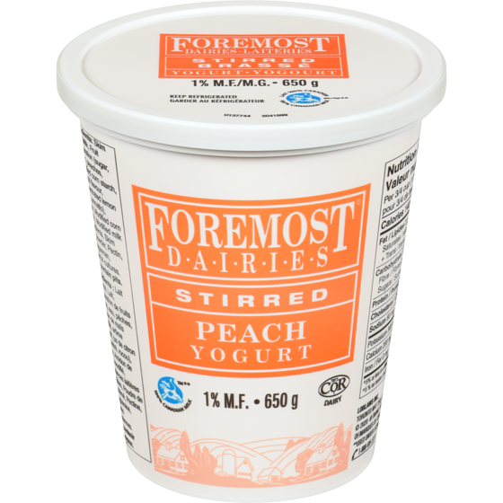 Foremost Stirred Yogurt, Peach 650 g, $0.54/100g