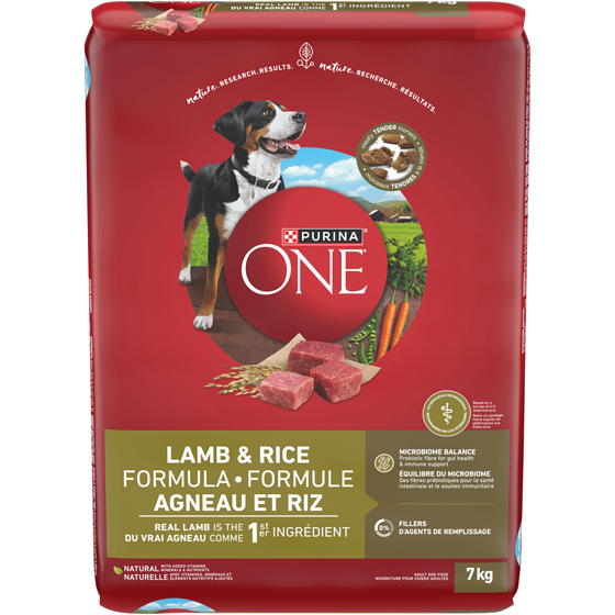 Purina ONE Formule Agneau et Riz, Nourriture Sèche pour Chiens 7 kg 7 kg, 0,49 $/100g