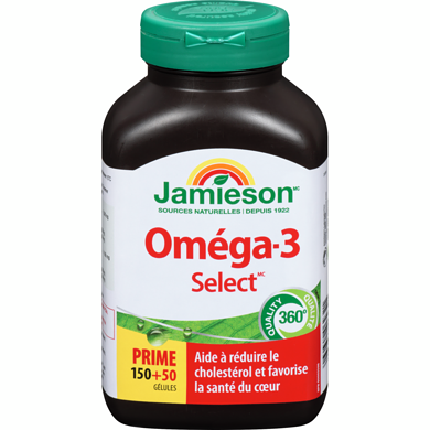 Jamieson Gélules Oméga-3 Sélect 1 000 mg 200 ea, 0,11 $/1ch