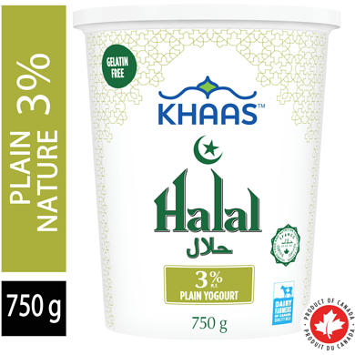 Khaas Halal 3% Plain Yogurt 750 g, $0.40/100g