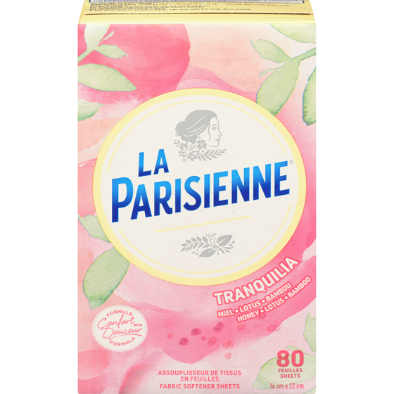 La Parisienne Assouplissant textile en feuilles, Tranquilia, 80 feuilles 1 ea, 0,05 $/1ch