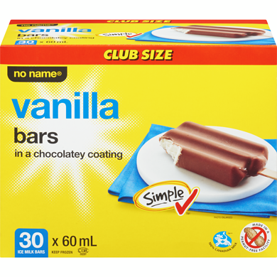 No Name Vanilla Ice Milk Bars in a Chocolatey Coating Club Size 30x60.0 ml, $0.56/100ml