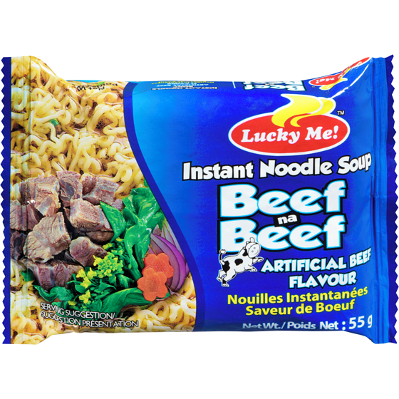 Lucky Me! Instant Noodle Soup Artificial Beef Flavour 55 g, $2.35/100g