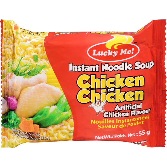 Lucky Me! Instant Noodle Soup Artificial Chicken Flavour 55 g, $2.35/100g