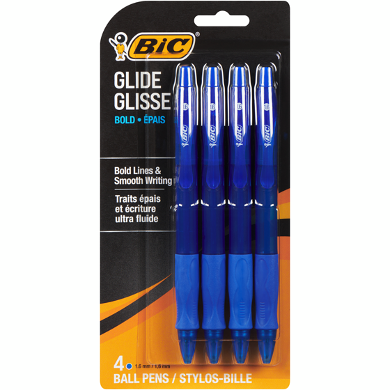 BIC 1.6MM Stylos rétractables BOLD BLUE 4x1.0 ea, 1,50 $/1ch