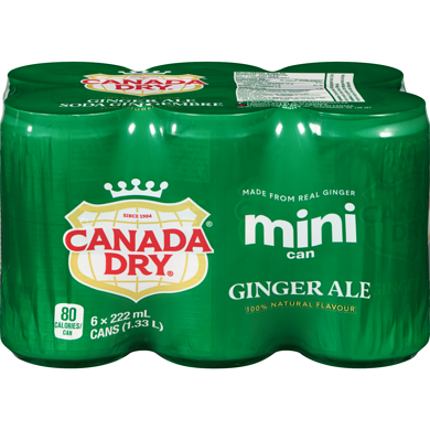 Canada Dry Ginger Ale, 6 Pack Mini-Cans 6x222.0 ml, $0.26/100ml