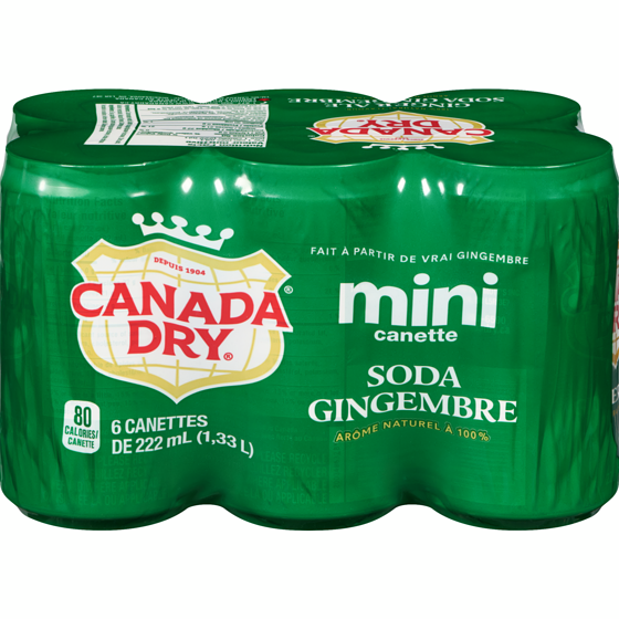 Canada Dry Soda gingembre, emballage de 6 mini-canettes 6x222.0 ml, 0,43 $/100ml