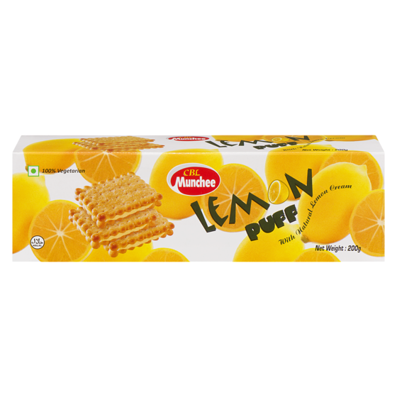 Munchee Lemon Puff Cookies 200 g, $0.95/100g