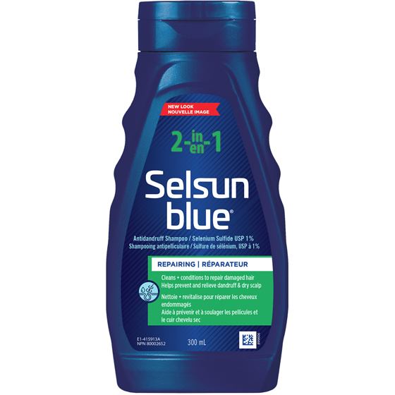 Selsun Blue Shampooing antipelliculaire & revitalisant 2-en-1, 1% sulfure de sélénium 300 ml, 4,66 $/100ml