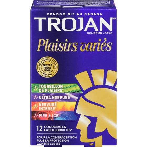 Trojan Condoms Lubrifiés assortiment Plaisirs variés 12 ea, 0,92 $/1ch