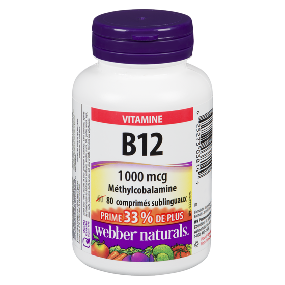 Webber Naturals Vitamine B12 80 ea, 0,20 $/1ch