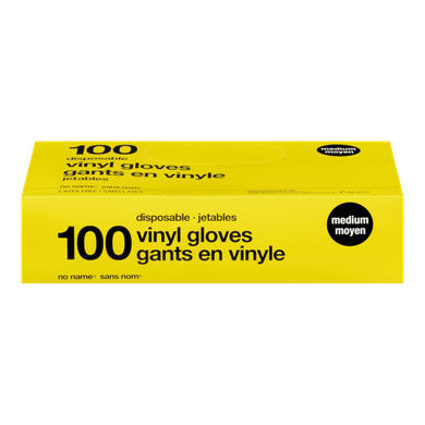Sans Nom Gants moyens jetables en vinyle 100 ea, 0,11 $/1ch