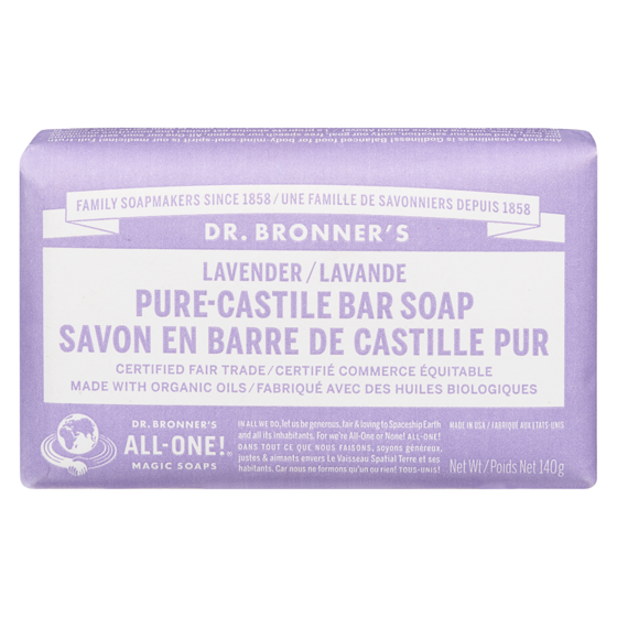 Dr Bronners Pure Castile Bar Soap, Lavender 140 g, $4.64/100g