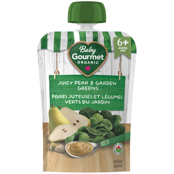 Baby Gourmet Purée Biologique Poires juteuses et légumes verts du jardin 128 ml, 1,79 $/100ml
