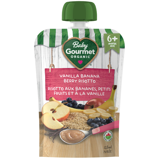 Baby Gourmet Organic Puree Vanilla Banana Berry Risotto  128 ml, $1.55/100ml