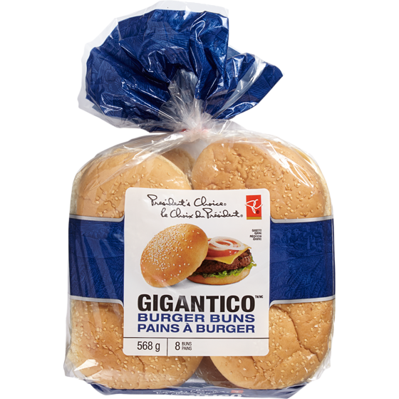 le Choix du Président Pains ? Burger Gigantico, 8?Pains 8x71.0 g, 0,79 $/100g