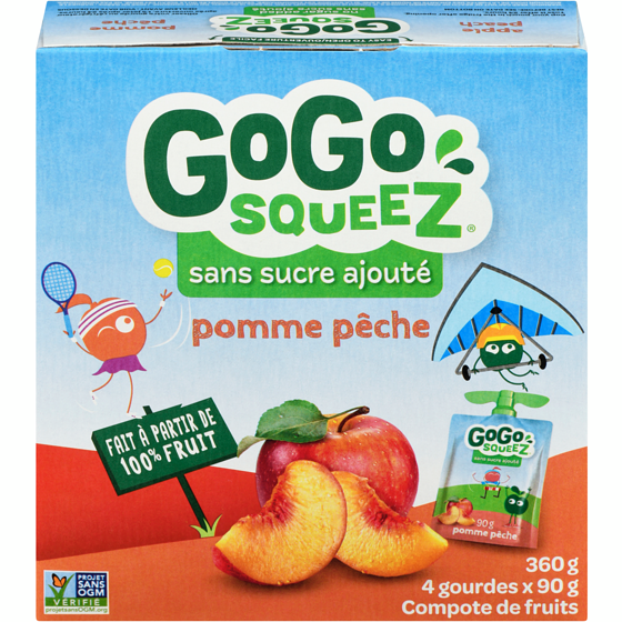 GoGo Squeez Compote aux pommes et aux pêches 4x90.0 g, 1,25 $/100g