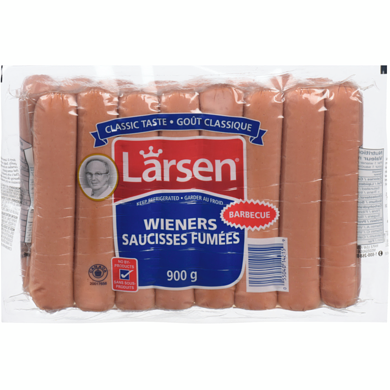 Larsen Saucisses fumées style barbecue 900 g, 1,67 $/100g