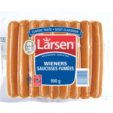 Larsen Saucisses fumées classiques, format familial 900 g, 1,67 $/100g