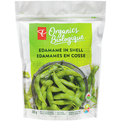 PC Biologique Édamames surgelés en cosse Biologique 500 g, 1,00 $/100g