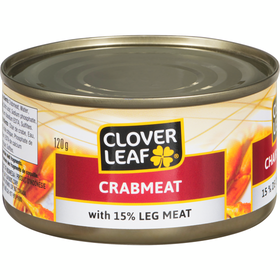 Clover Leaf Crabmeat, 15% Leg Meat 120 g, $4.16/100g