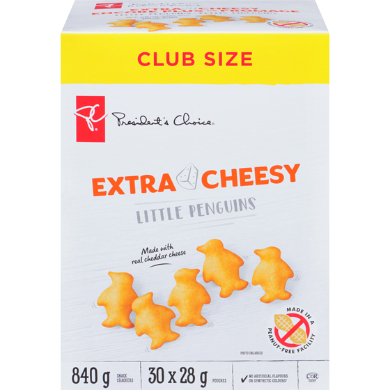 President's Choice Extra Cheesy Little Penguins Snack Crackers 840 g, $1.79/100g