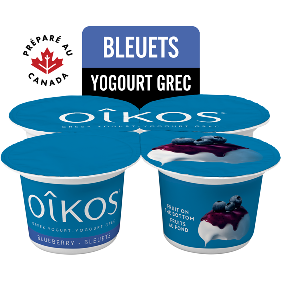Oikos Yogourt grec, bleuets, 2% M.G., fruits au fond 4x100.0 g, 1,37 $/100g