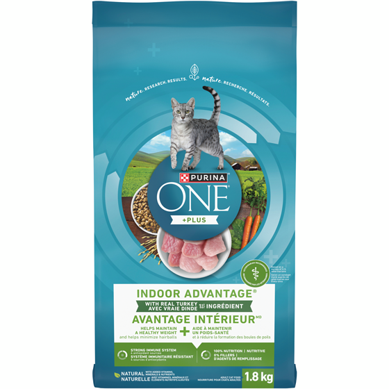 Purina ONE +Plus Avantage Intérieur Dinde, Nourriture Sèche pour Chats 1,8 kg 1.8 kg, 0,86 $/100g