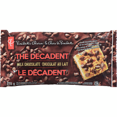 le Choix du Président Brisures de chocolat au lait Le DécadentTM 270 g, 2,33 $/100g