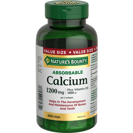 Nature's Bounty Calcium Plus Vitamin D3, Absorbable, 1200 mg 200 ea, $0.12/1ea
