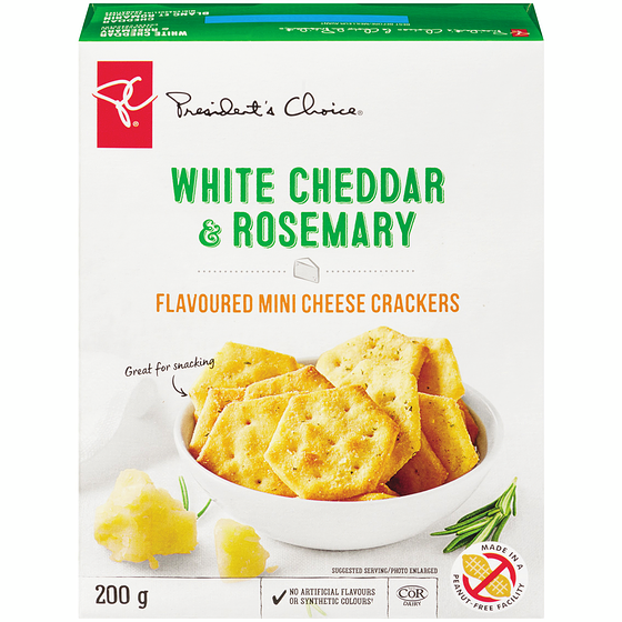 PC White Cheddar & Rosemary Flavoured Mini Cheese Crackers PC.ca