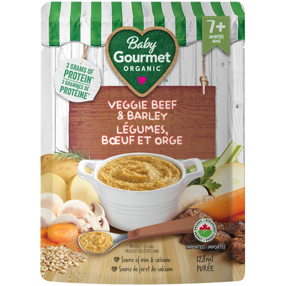 Baby Gourmet Plat préparé biologique légumes, bœuf et orge 128 ml, 2,34 $/100ml