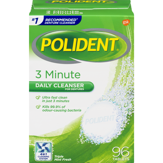 Polident 3 Minute Tablets 96 ea, $0.11/1ea