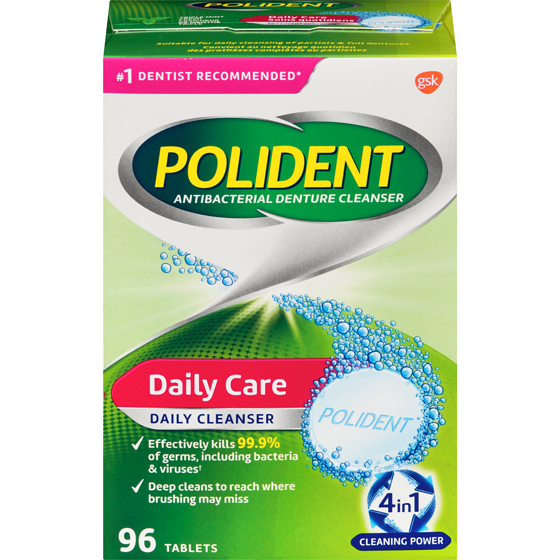 Polident Daily Care Denture Cleanser 96 ea, $0.11/1ea