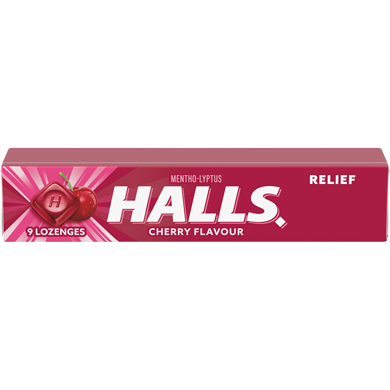 Halls Cherry Flavour Cough Drops, Throat Lozenges, Sore Throat Relief 9 ea, $0.21/1ea