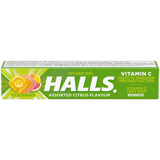 Halls Vitamin C Assorted Citrus Flavour Cough Drops, 9 count 9 ea, $0.20/1ea