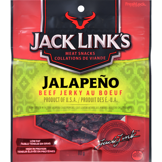 Jack Link’s Bœuf séché jalapeno 80 g, 9,36 $/100g