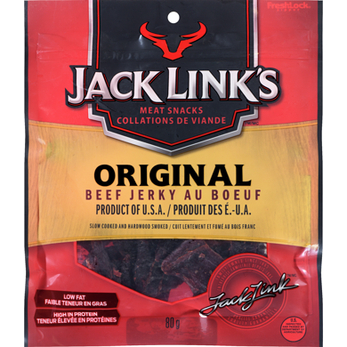 Jack Link’s Bâtonnet de charqui de bœuf original 80 g, 9,99 $/100g