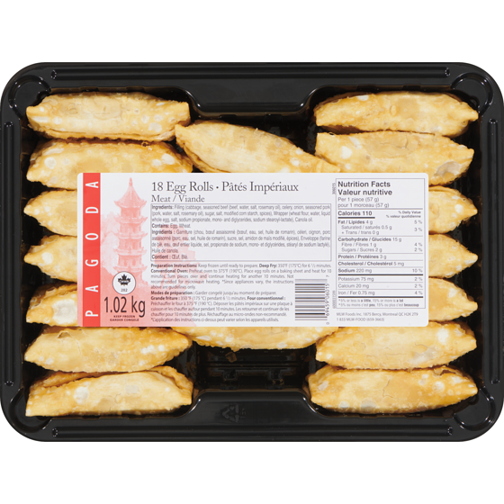 Pagoda Meat Egg Rolls 1.02 kg, $1.18/100g