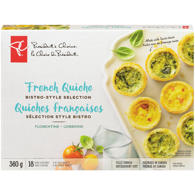 President's Choice French Quiche Bistro-Style Selection 360 g, $3.06/100g