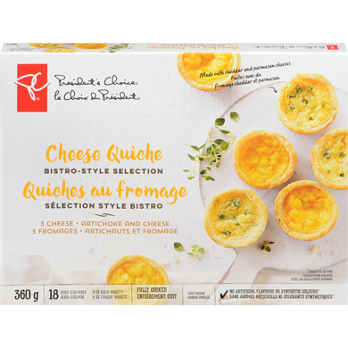 President's Choice Bistro-Style Selection Cheese Quiche 360 g, $3.06/100g