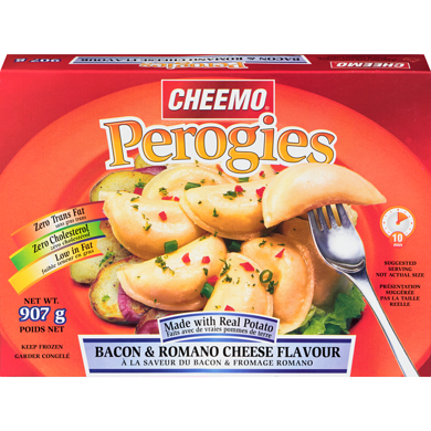 Cheemo Pérogies, à la saveur du bacon et fromage romano 907 g, 0,28 $/100g