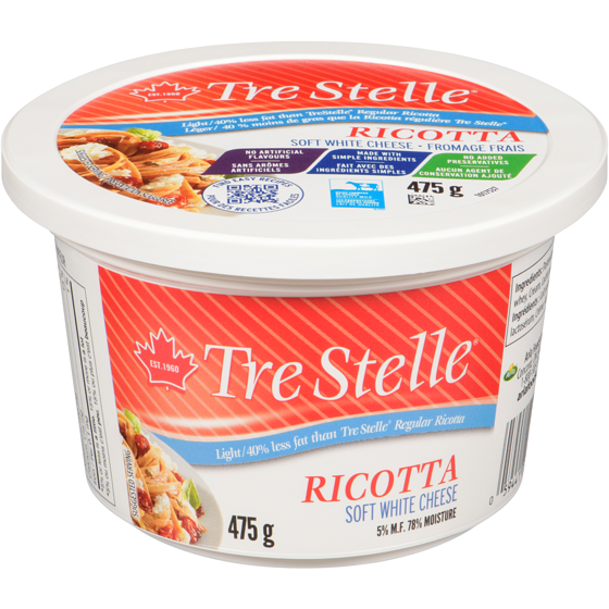 Tre Stelle Ricotta, Light 475 g, $2.00/100g