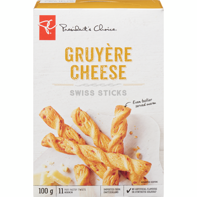 President's Choice Gruyère Cheese Swiss Sticks 100 g, $3.50/100g