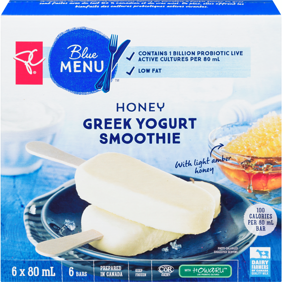PC Blue Menu Honey Greek Yogurt Smoothie Bars PC.ca