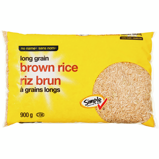Sans Nom Riz brun à grains longs 900 g, 0,56 $/100g